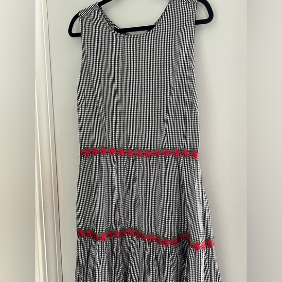NWT Neon Rose Gingham Midaxi Dress Black White Strawberry Embroidery Plus Size - Picture 9 of 14